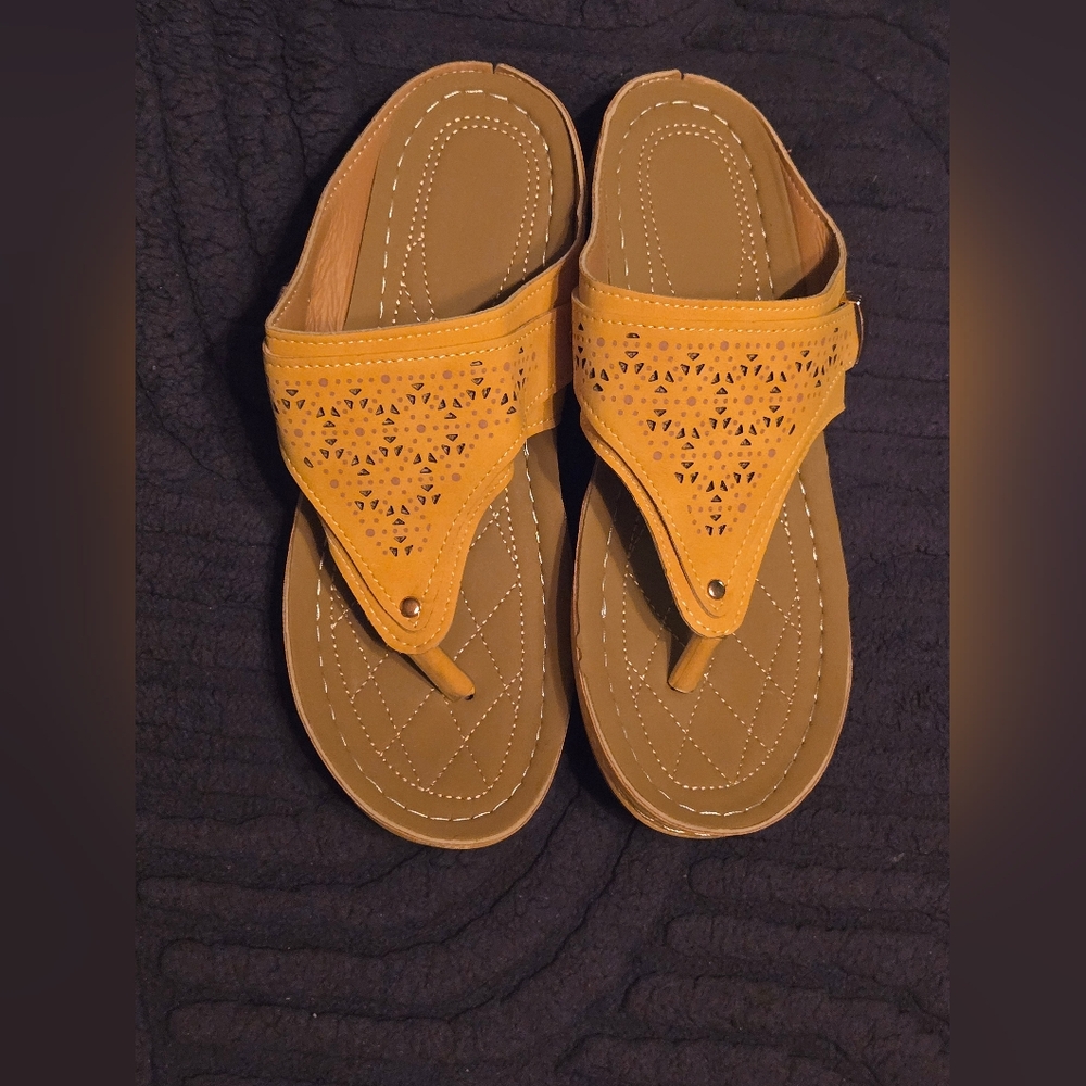 Mustard Cutout Sandals
